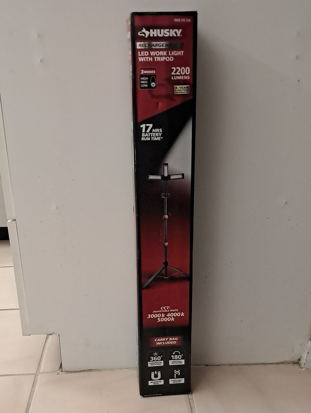 Red and Black LED Tripod Work Light - 2200 Lumens